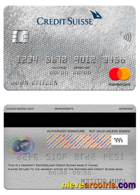 Switzerland Credit Suisse bank mastercard